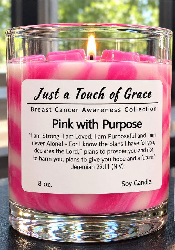 8 oz. Soy Candle | Sweet Pea Scent | Breast Cancer Awareness Collection