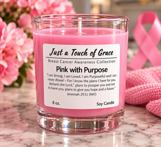 8 oz. Soy Candle | Sweet Pea Scent | Breast Cancer Awareness Collection