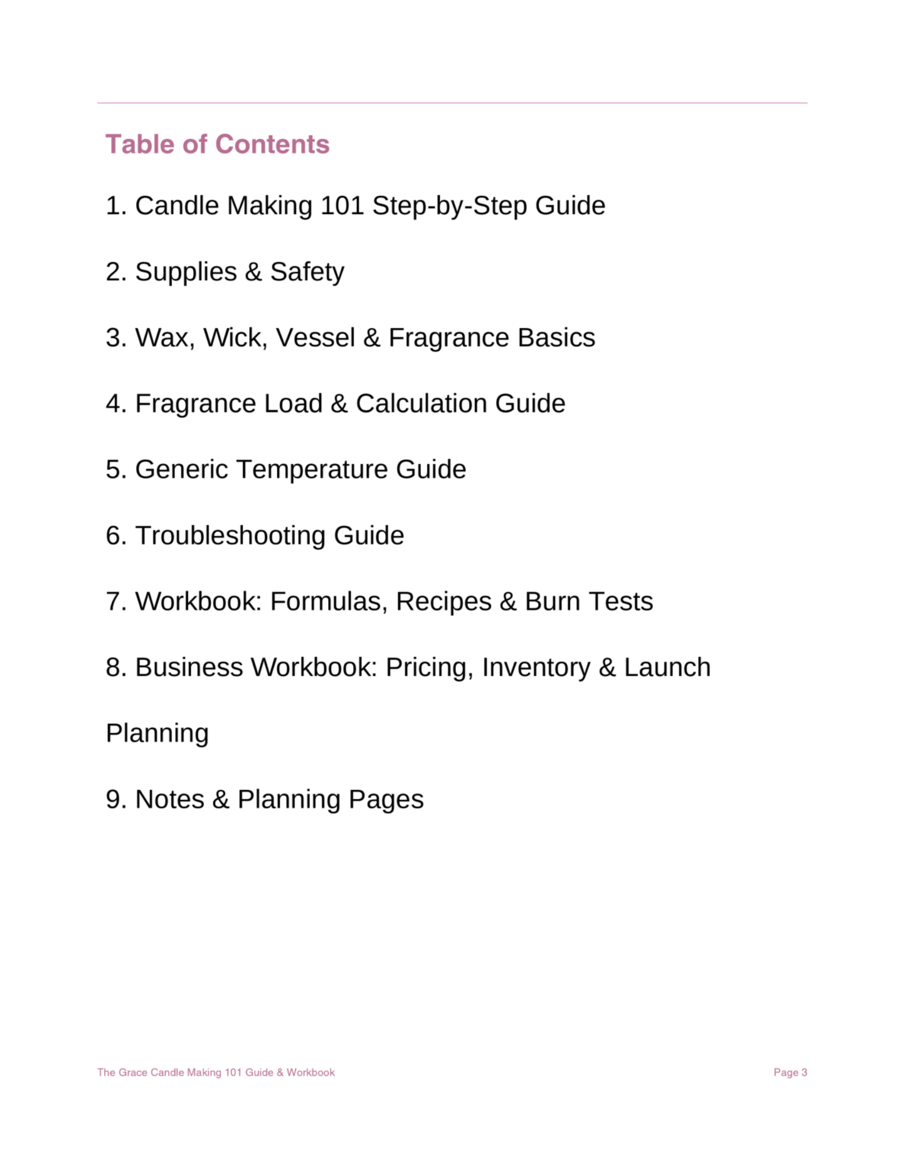 The Grace Candle Making 101 Guide and Workbook